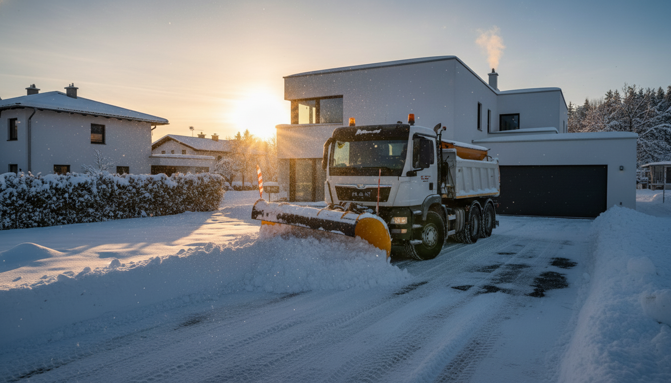 Professioneller Winterdienst mit Schneeräumung und Streudienst